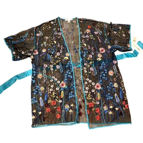 NWT Anthropologie Rya Collection Floral Embroidered Robe Oasis Swim Coverup XS/S - Picture 4 of 16